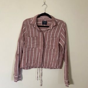 A&F Maroon and White Striped Button Down